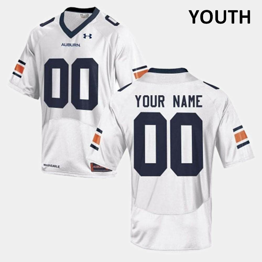 Youth Auburn Tigers #00 Custom White College Stitched Football Jersey